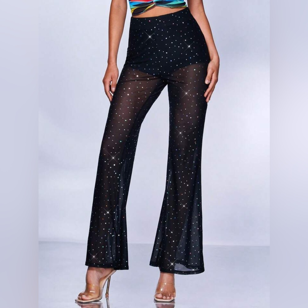 Sparkly Black See Through Party Pants